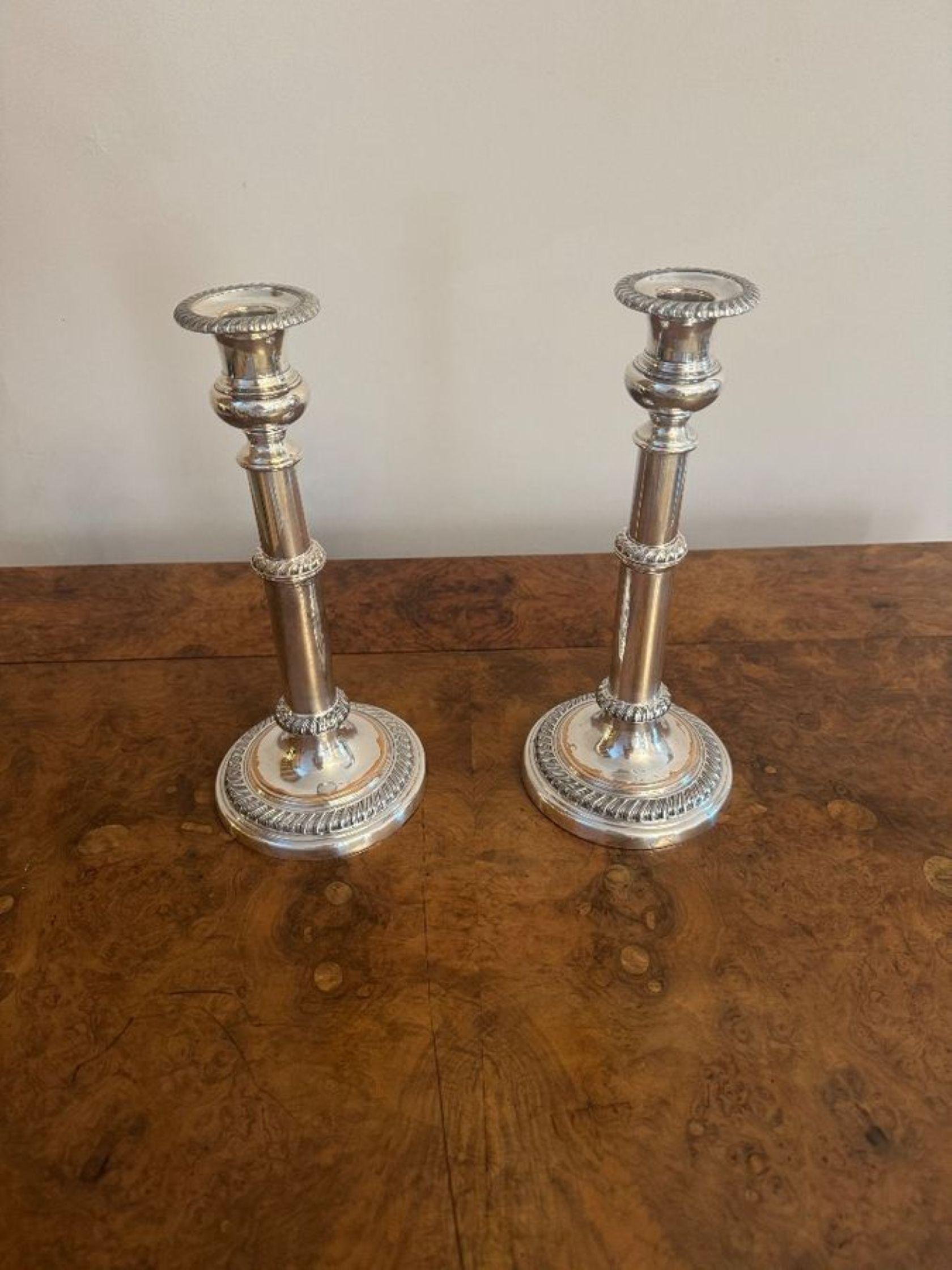 Quality pair of antique Regency telescopic Sheffield plated candlesticks In Good Condition For Sale In Ipswich, GB