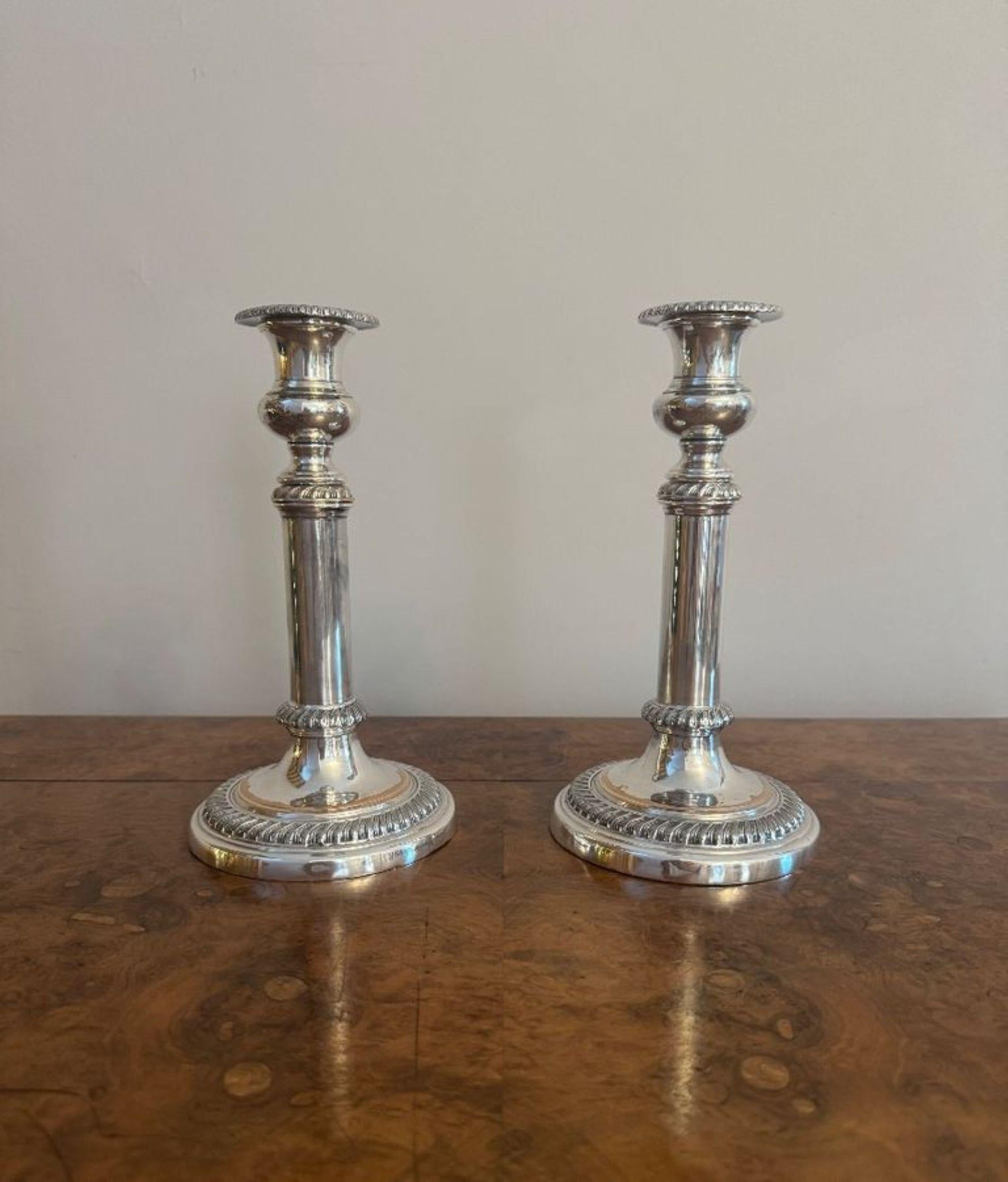Silver Plate Quality pair of antique Regency telescopic Sheffield plated candlesticks For Sale