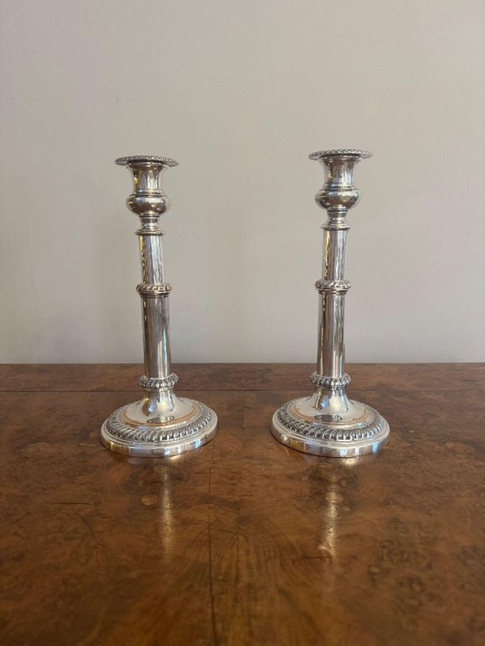 Quality pair of antique Regency telescopic Sheffield plated candlesticks For Sale 1
