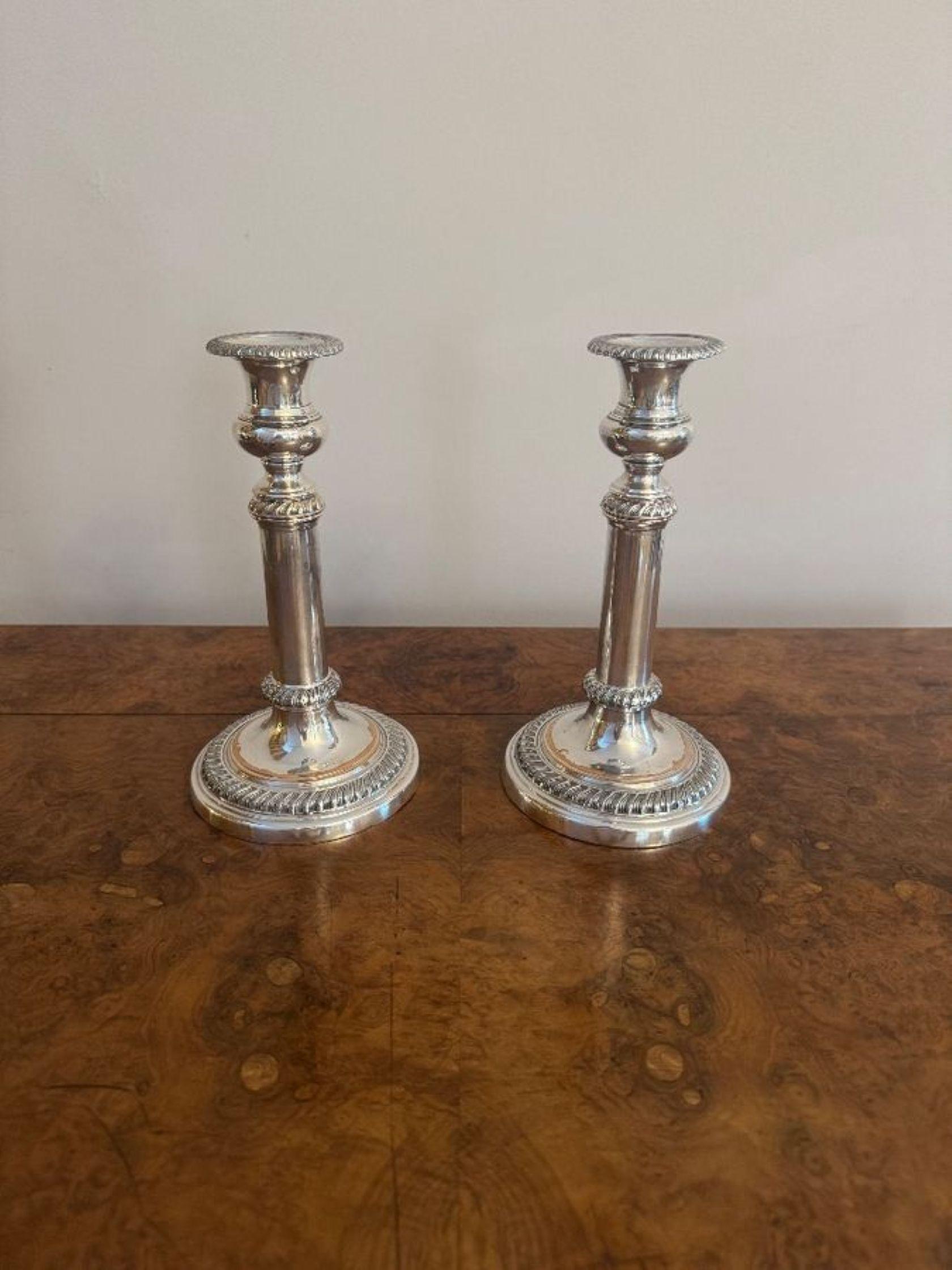 Quality pair of antique Regency telescopic Sheffield plated candlesticks For Sale 2