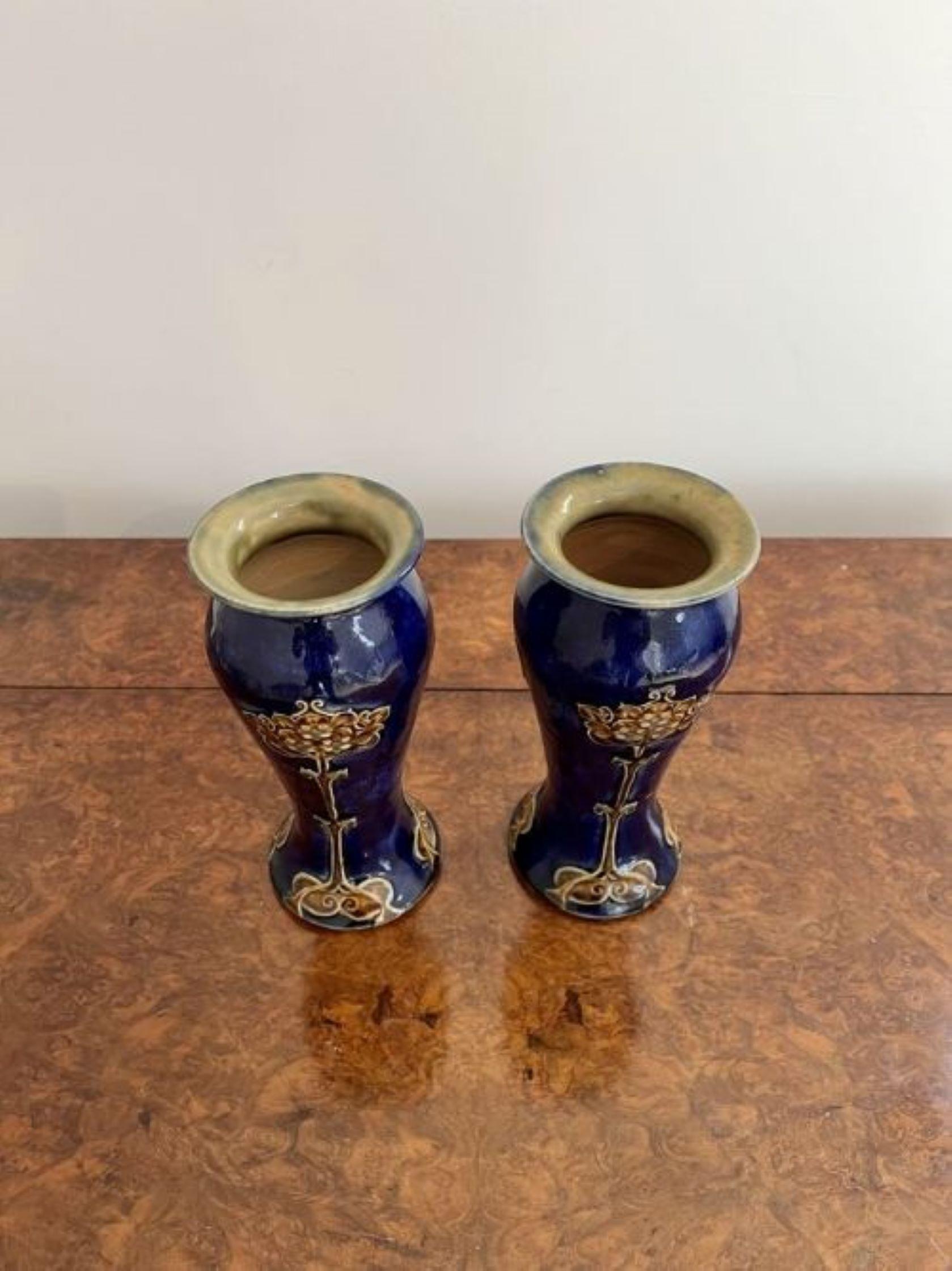20th Century Quality pair of antique Royal Doulton Art Nouveau vases 