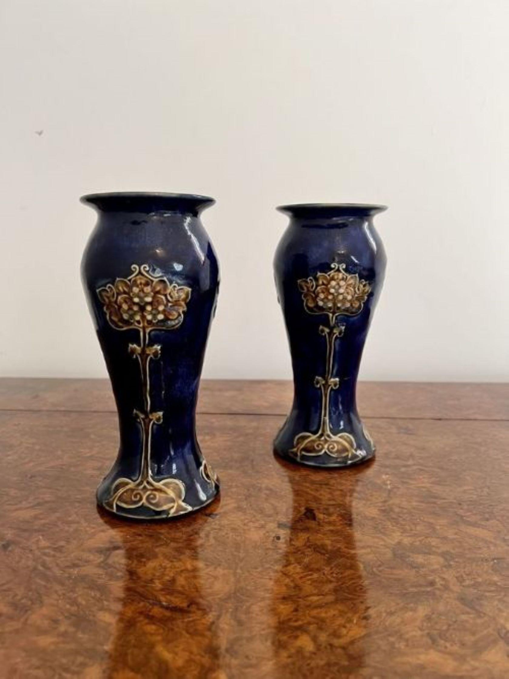 Ceramic Quality pair of antique Royal Doulton Art Nouveau vases 