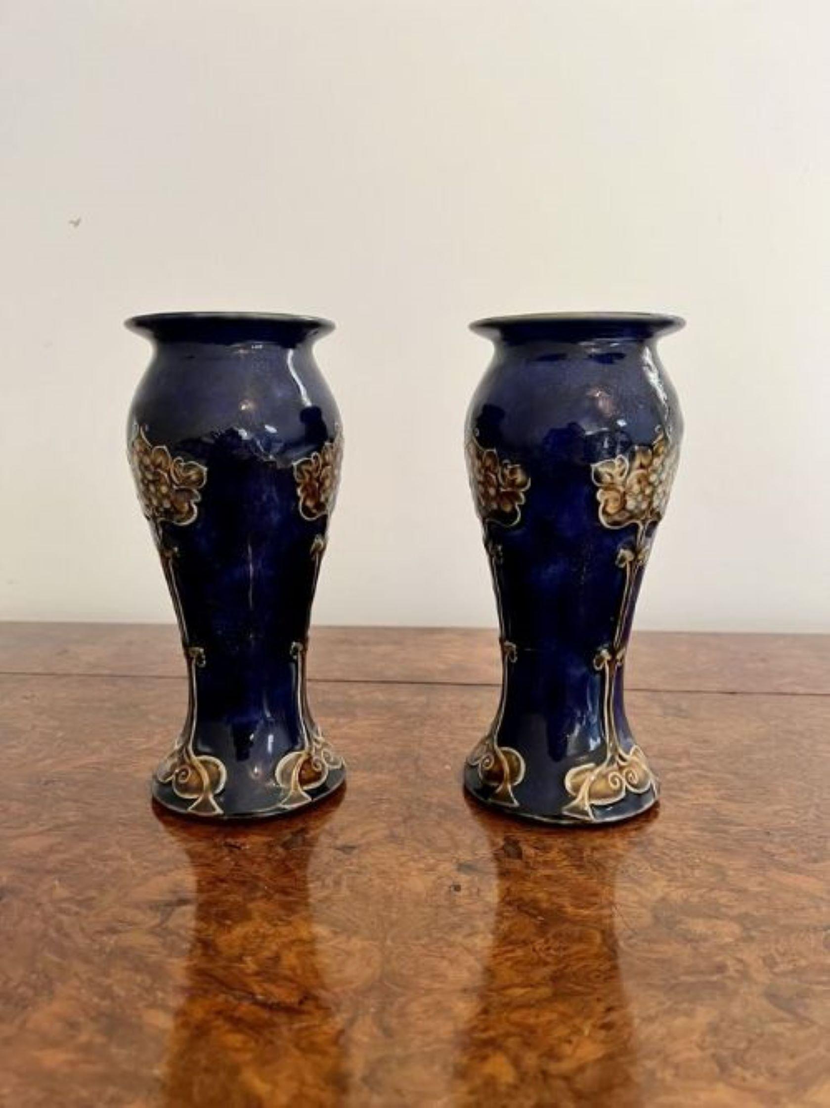 Quality pair of antique Royal Doulton Art Nouveau vases  1