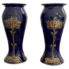 Quality pair of antique Royal Doulton Art Nouveau vases 