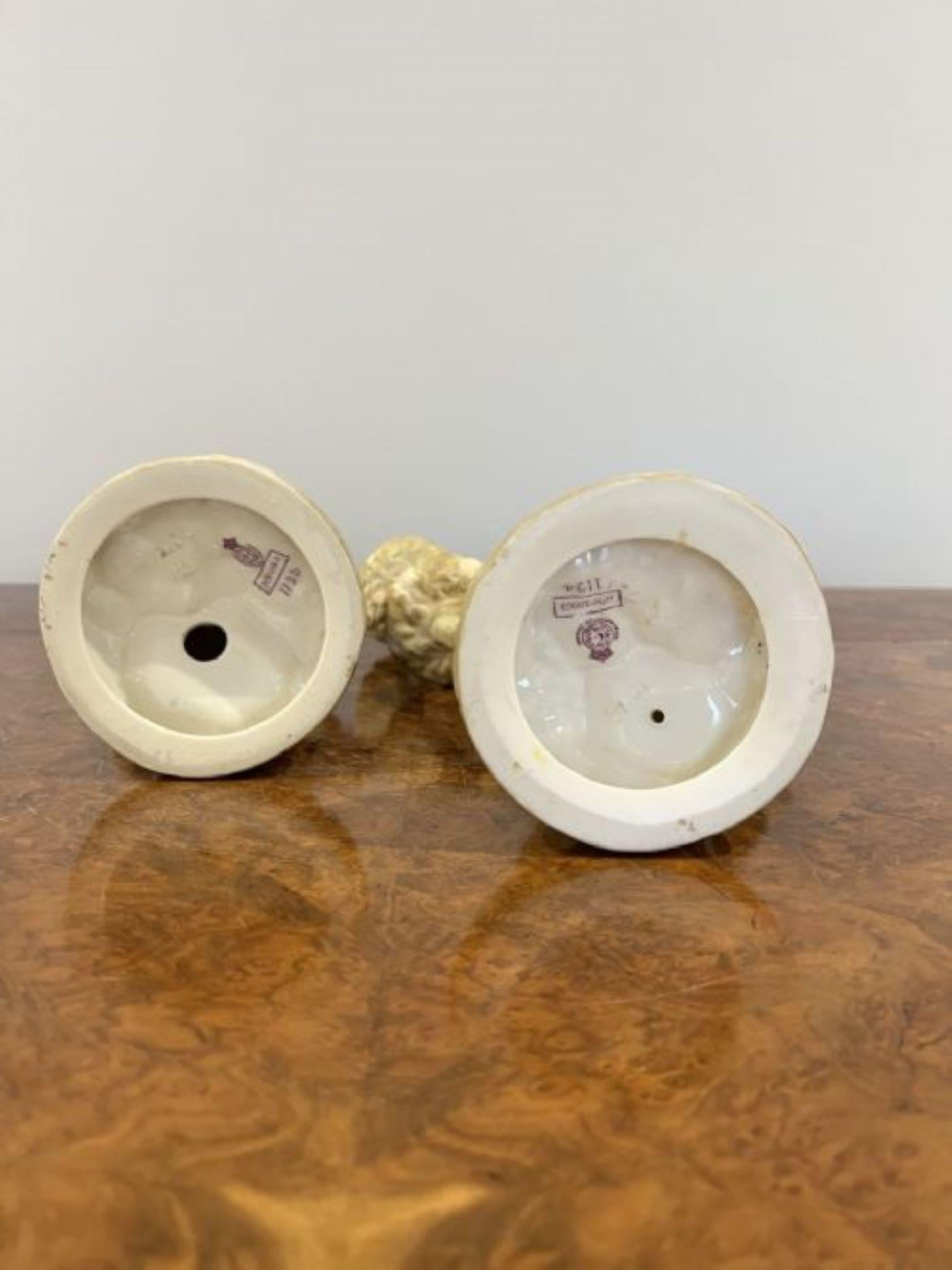 Quality pair of antique Royal Worcester Hadley candlesticks  In Good Condition For Sale In Ipswich, GB