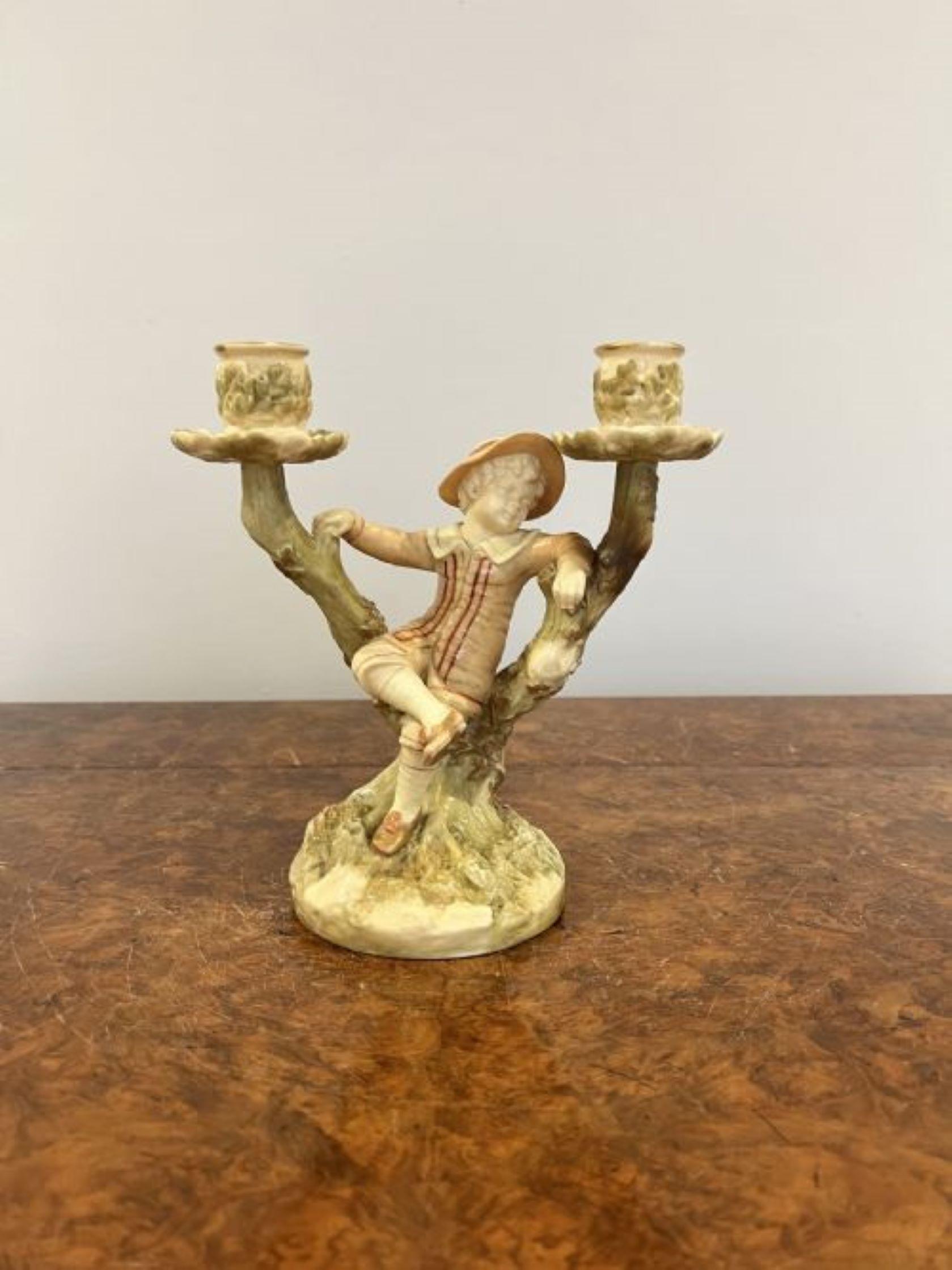Quality pair of antique Royal Worcester Hadley candlesticks  For Sale 2