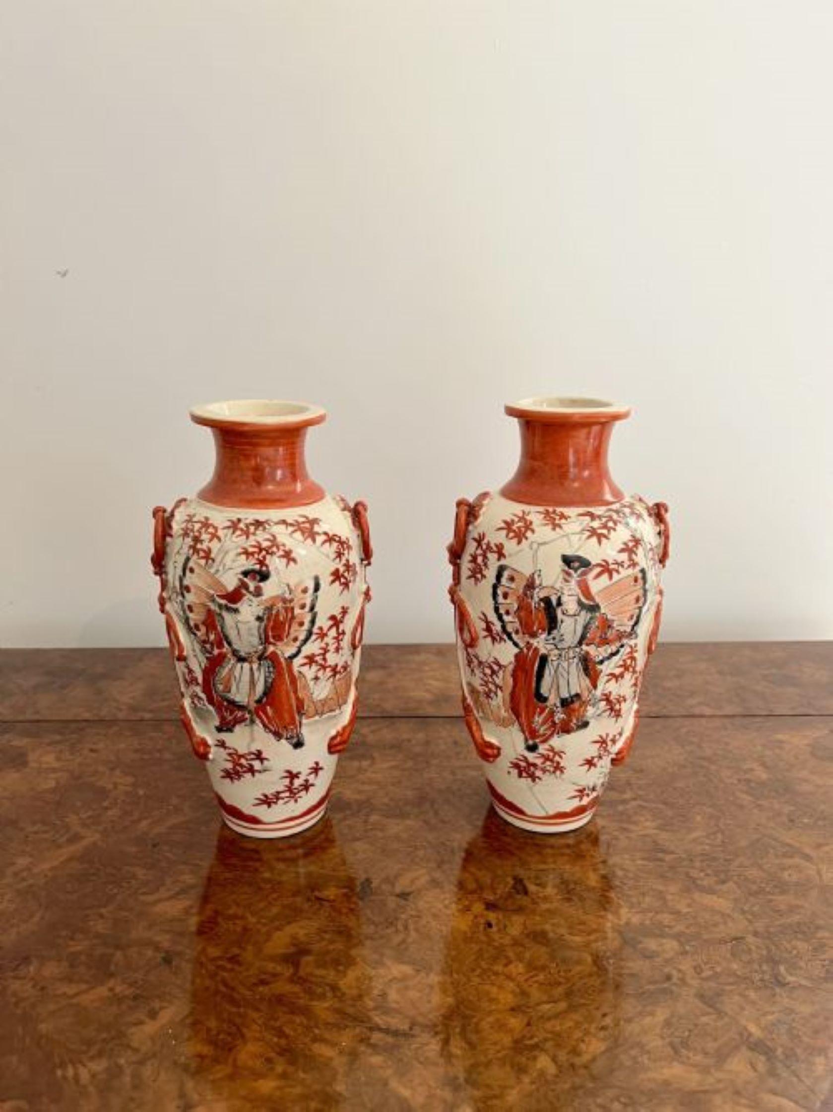 20th Century Quality pair of antique Satsuma vases For Sale