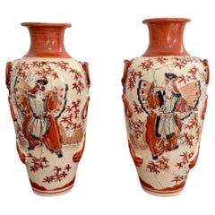 Paire de vases anciens Satsuma de qualité