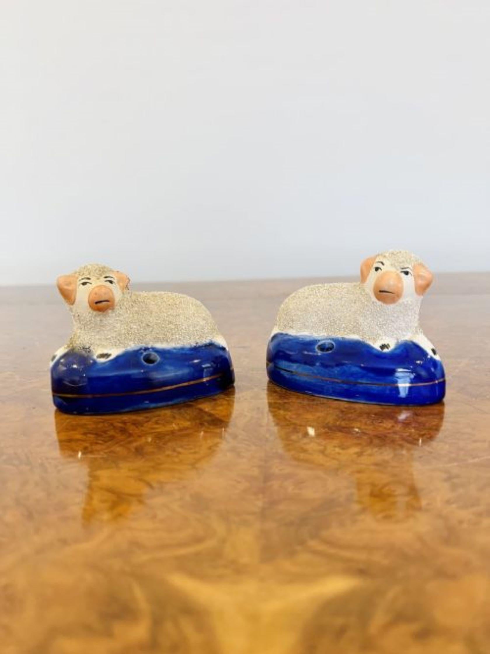 19th Century Quality pair of antique Staffordshire sheep 