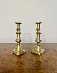 Quality pair of antique Victorian brass candlesticks