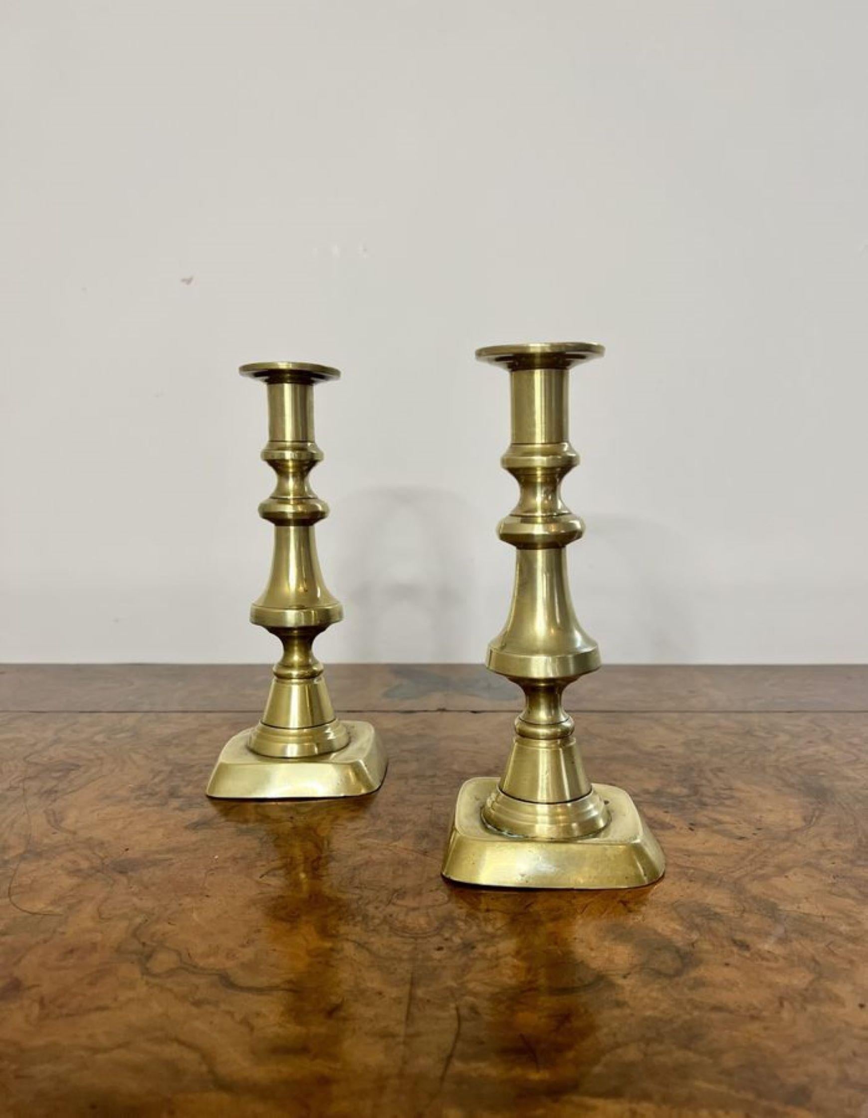 19th Century Quality pair of antique Victorian brass candlesticks For Sale