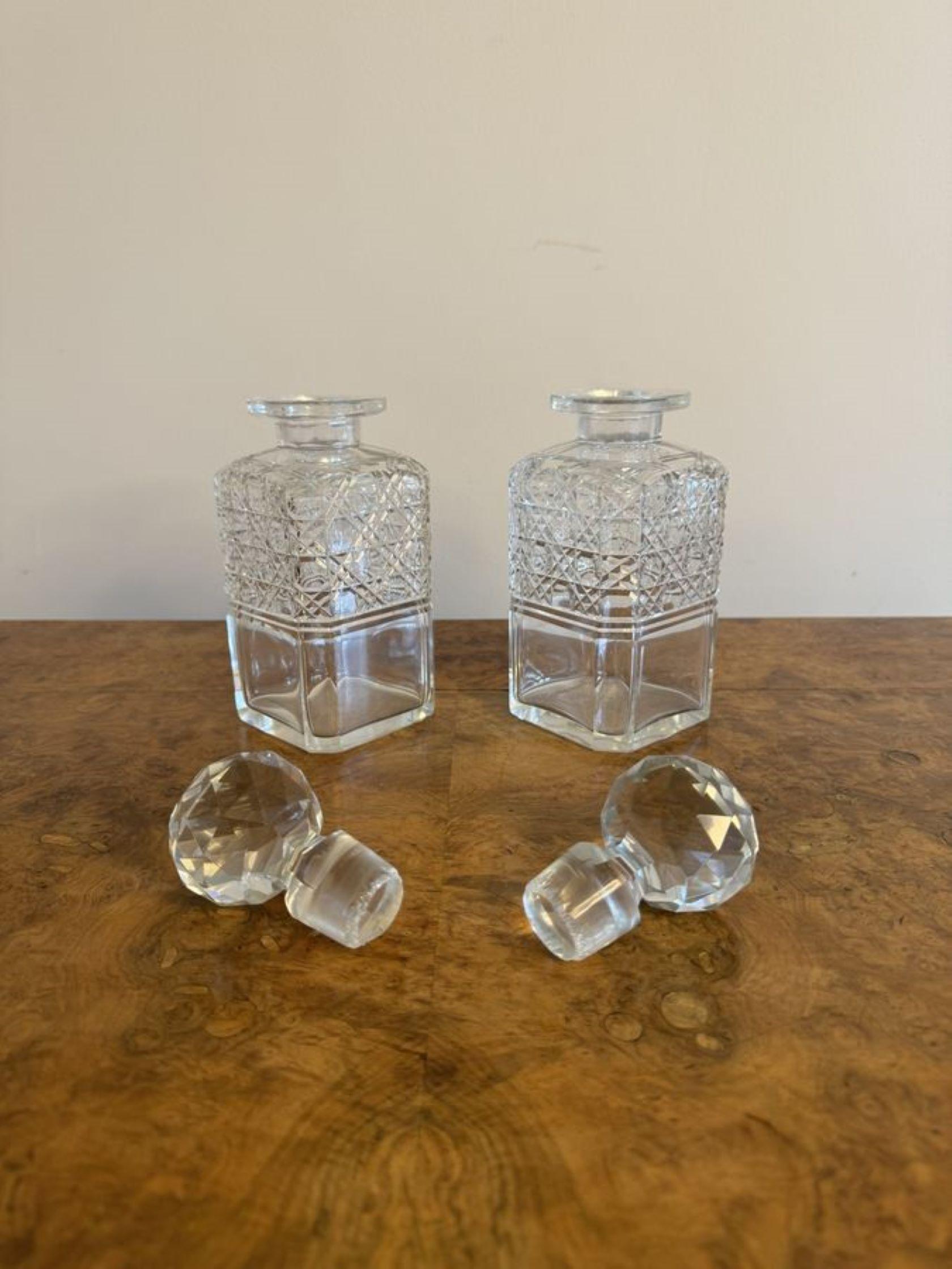 19th Century Quality pair of antique Victorian cut glass decanters  For Sale