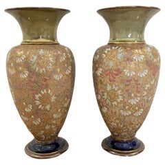 Quality pair of antique Victorian Doulton vases