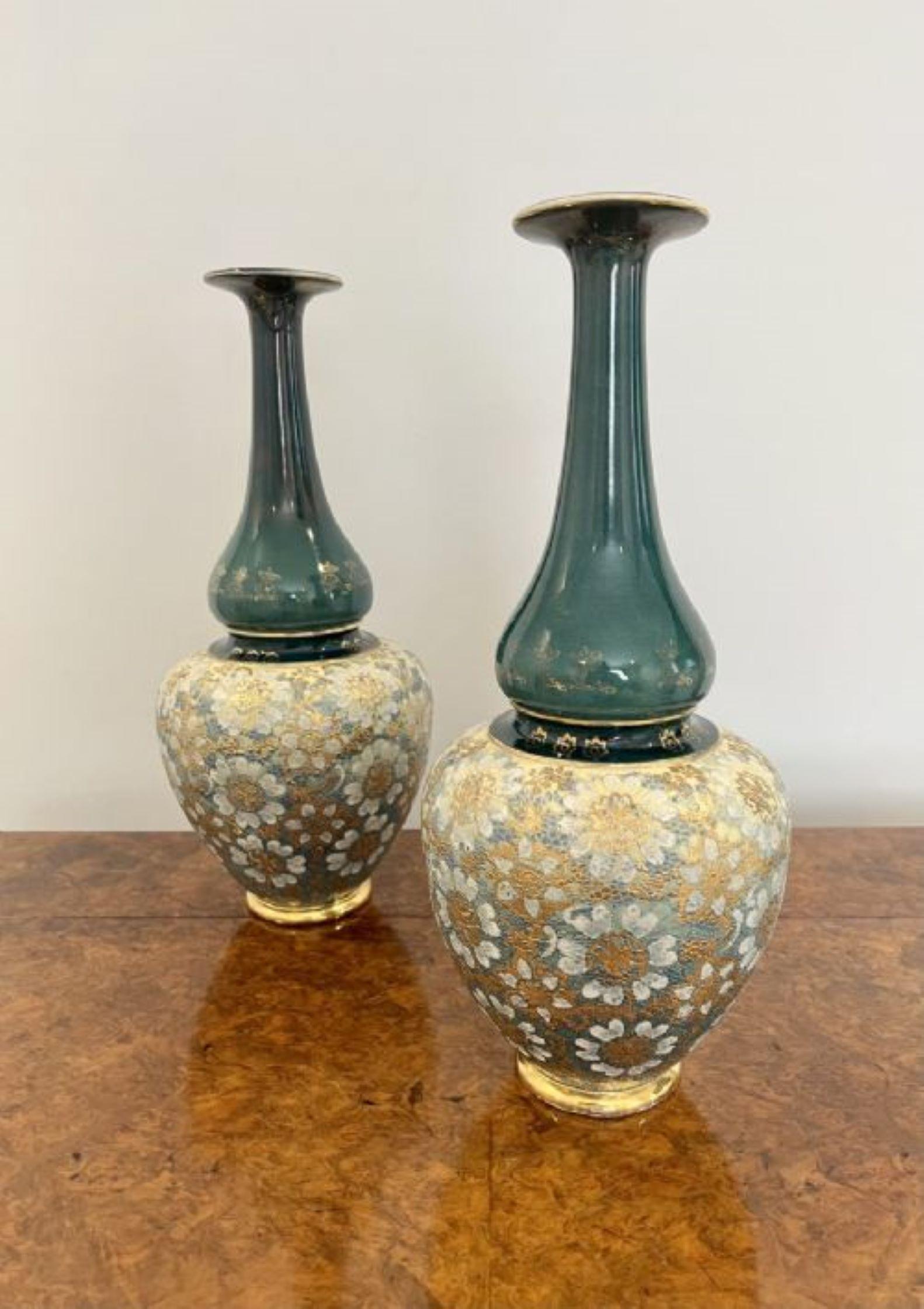 Quality pair of antique Victorian large ballister Royal Dolton vases  For Sale 3
