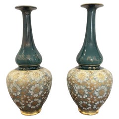 Quality pair of antique Victorian large ballister Royal Dolton vases 