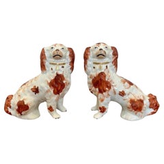 Pareja De Spaniels Antiguos Victorianos Sentados De Calidad