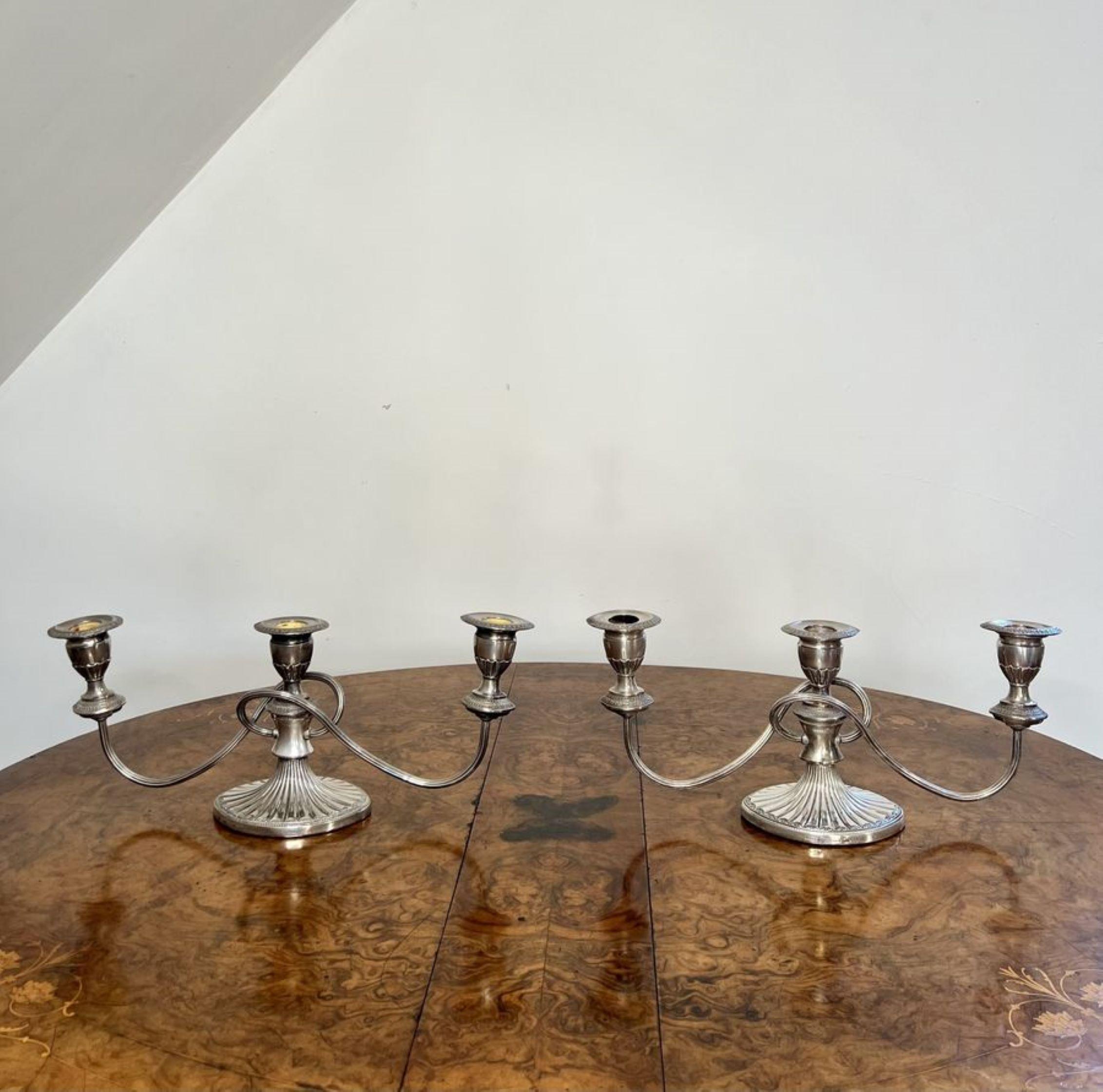 Quality pair of antique Victorian silver plated candelabras  In Good Condition For Sale In Ipswich, GB