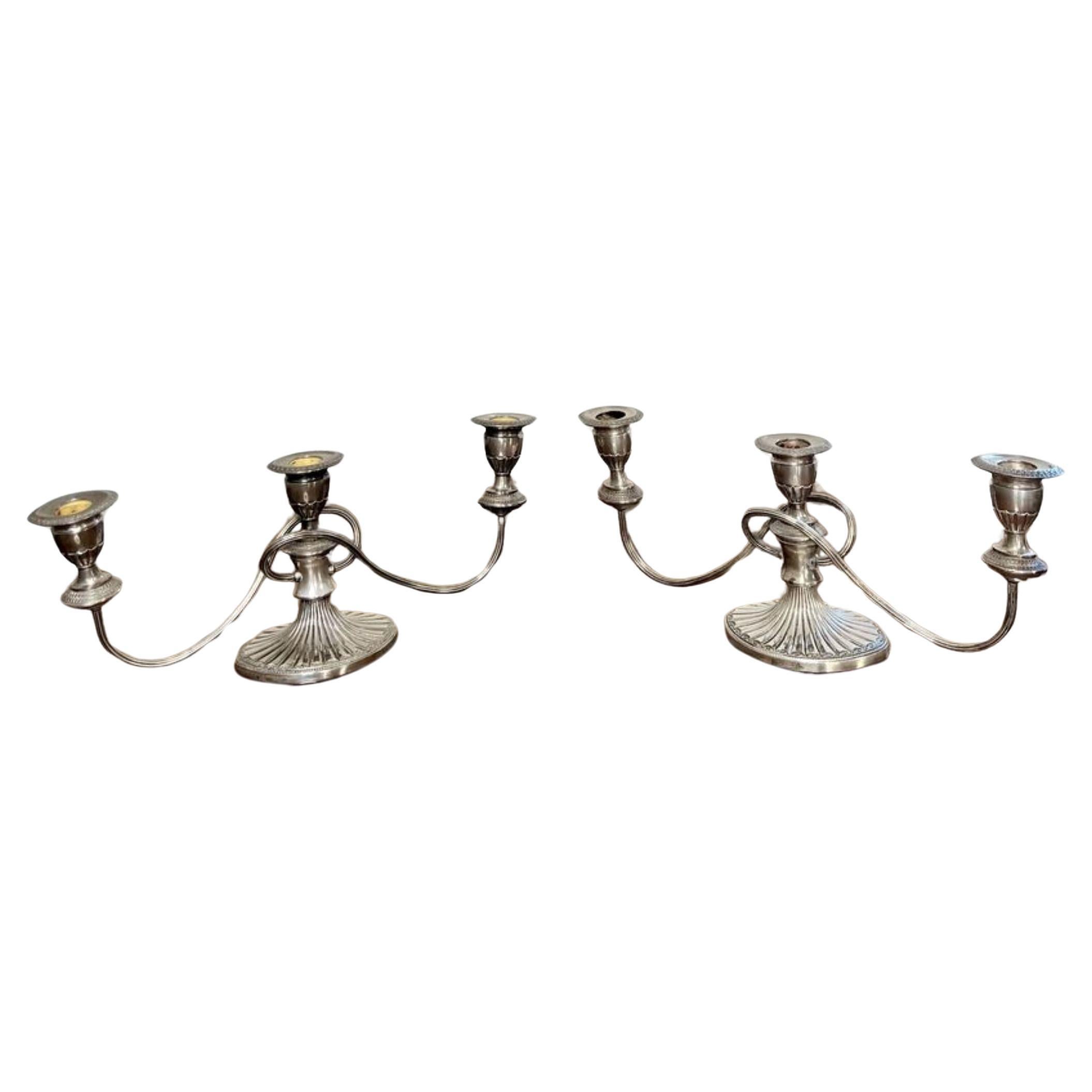 Quality pair of antique Victorian silver plated candelabras  For Sale