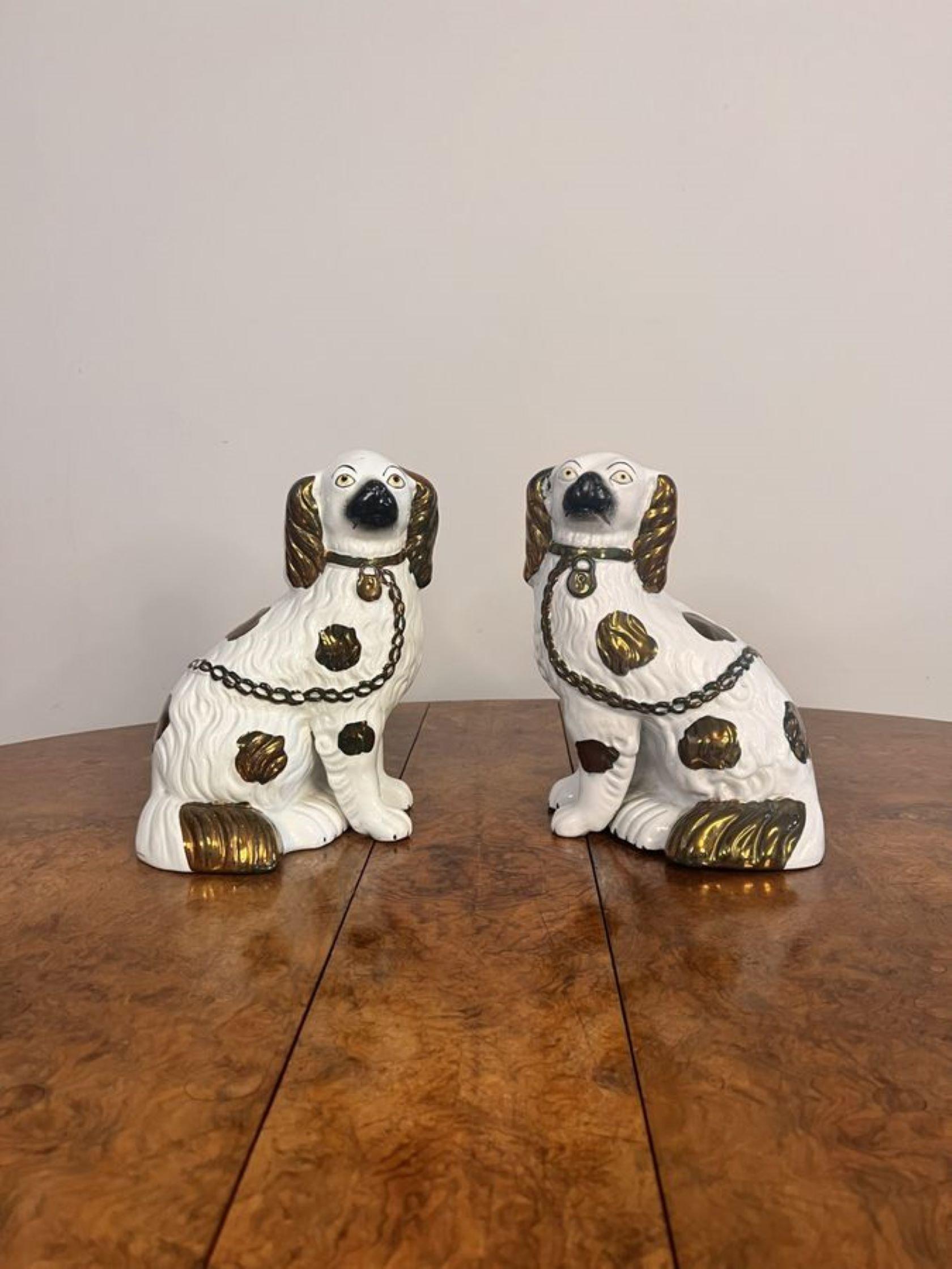 19th Century Quality pair of antique Victorian Staffordshire dogs