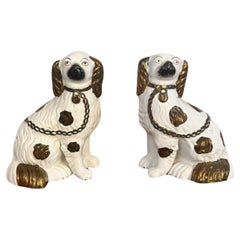 Quality pair of antique Victorian Staffordshire dogs