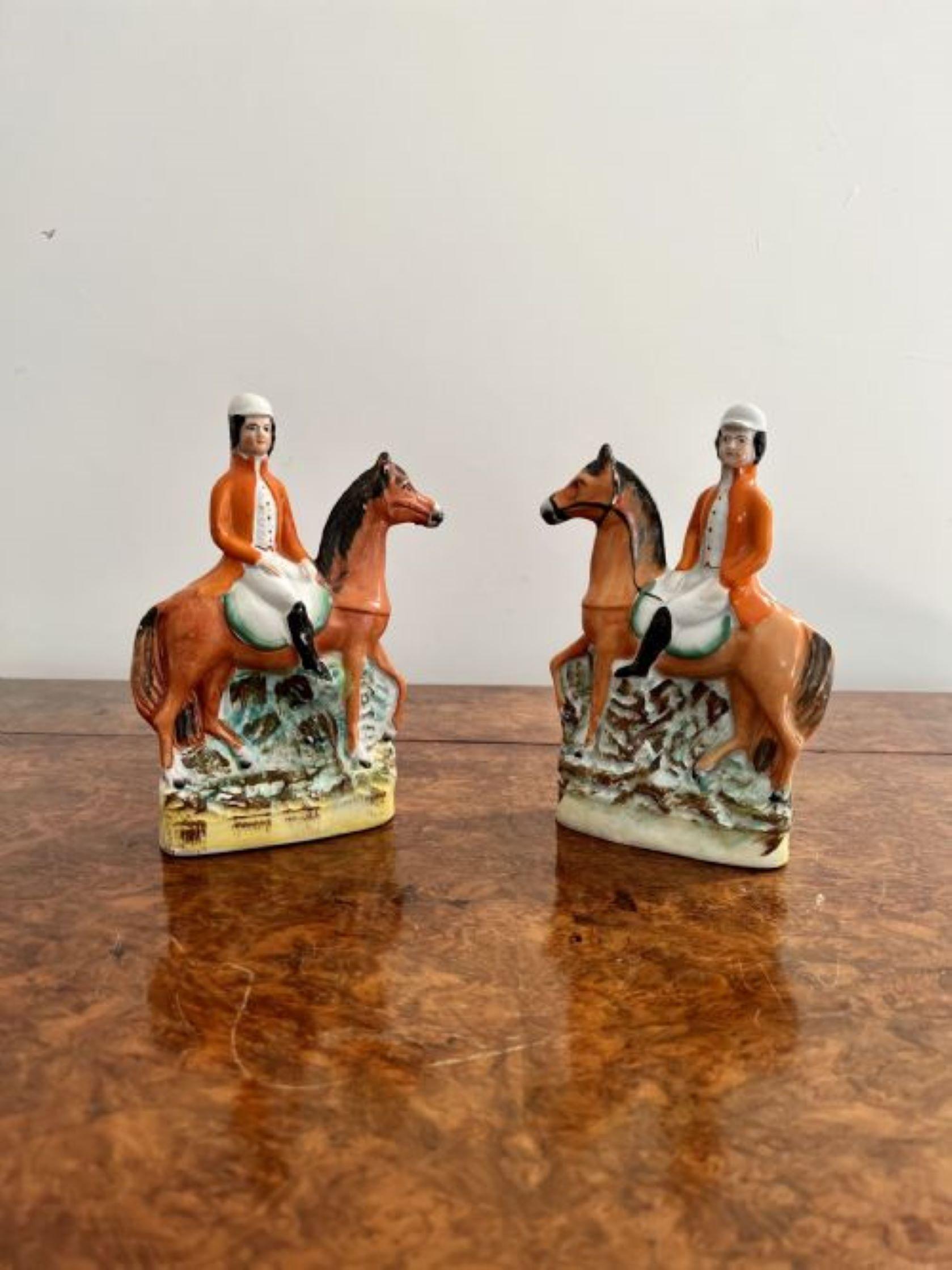 Ceramic Quality pair of antique Victorian Staffordshire figures  For Sale