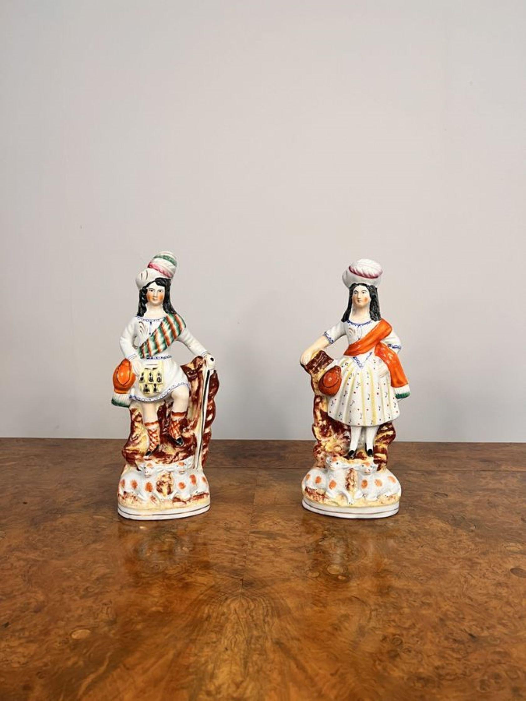 19th Century Quality pair of antique Victorian Staffordshire highland figures  For Sale