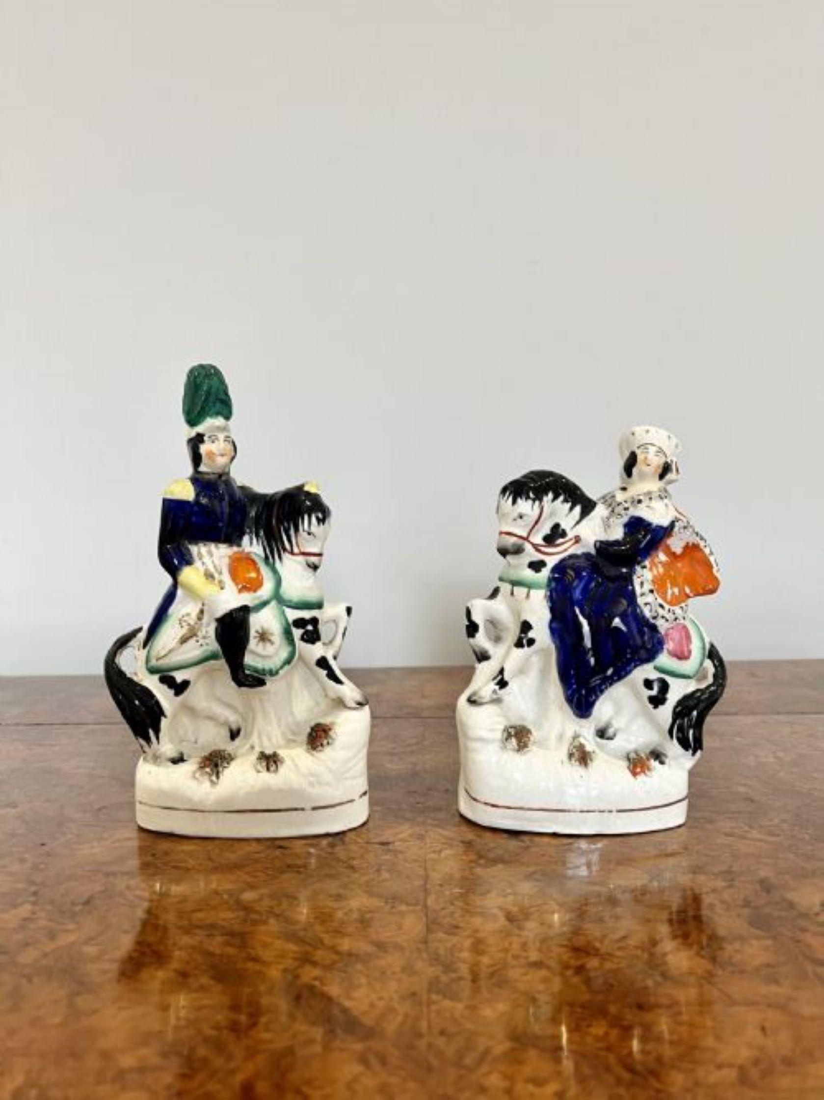 Quality pair of antique Victorian Staffordshire Royal figures  In Good Condition For Sale In Ipswich, GB