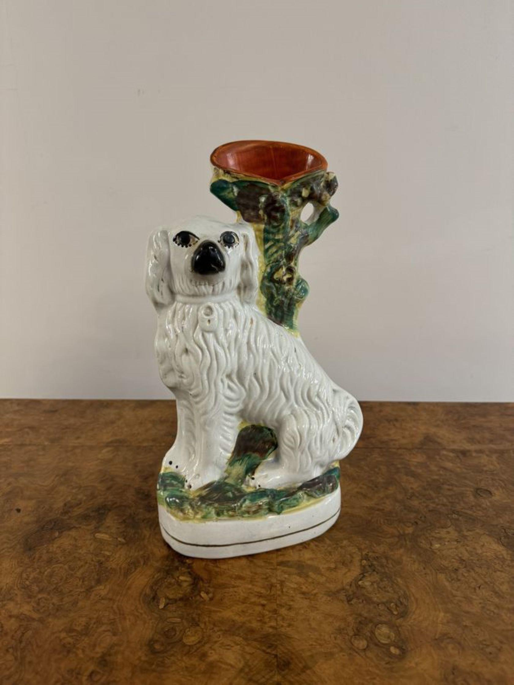 Quality pair of antique Victorian Staffordshire spaniel spill vases In Good Condition For Sale In Ipswich, GB