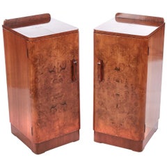 Quality Pair of Art Deco Burr Walnut Bedside Cabinets