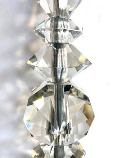 Quality Pair of French 1950's Stacked Crystal Boudoir Lamps