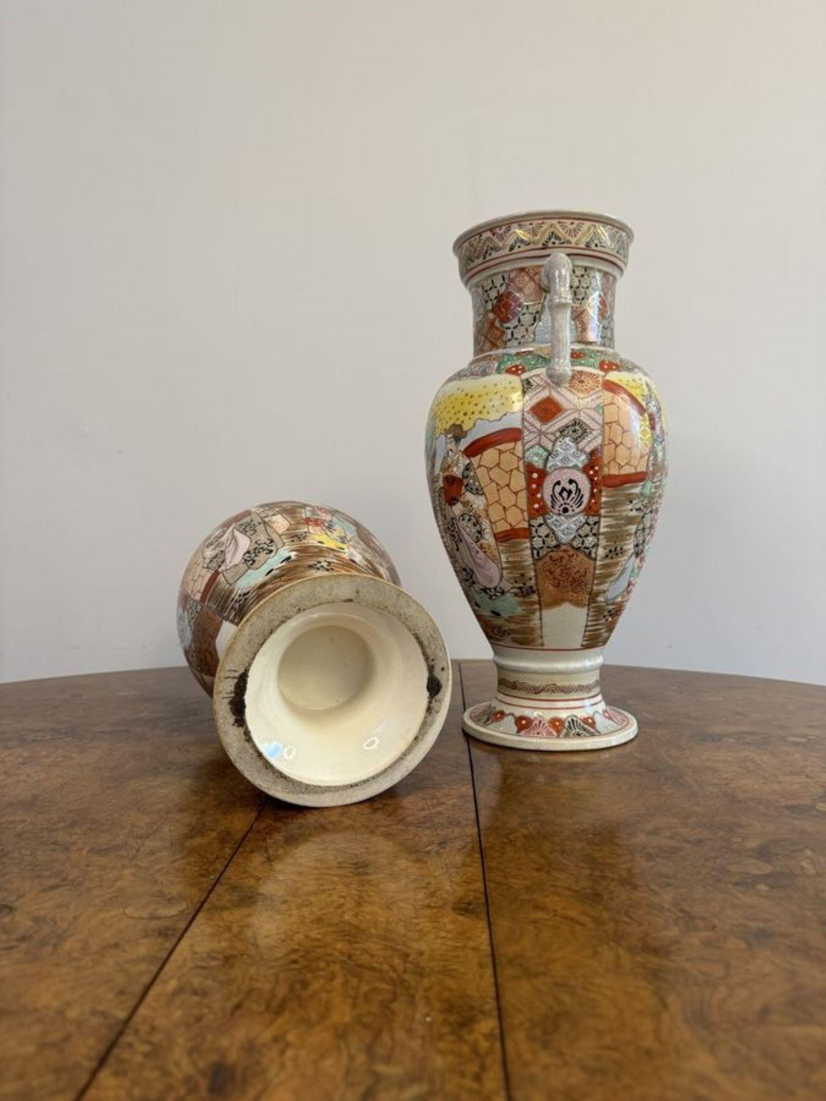 Quality pair of large antique Japanese satsuma vases  For Sale 1
