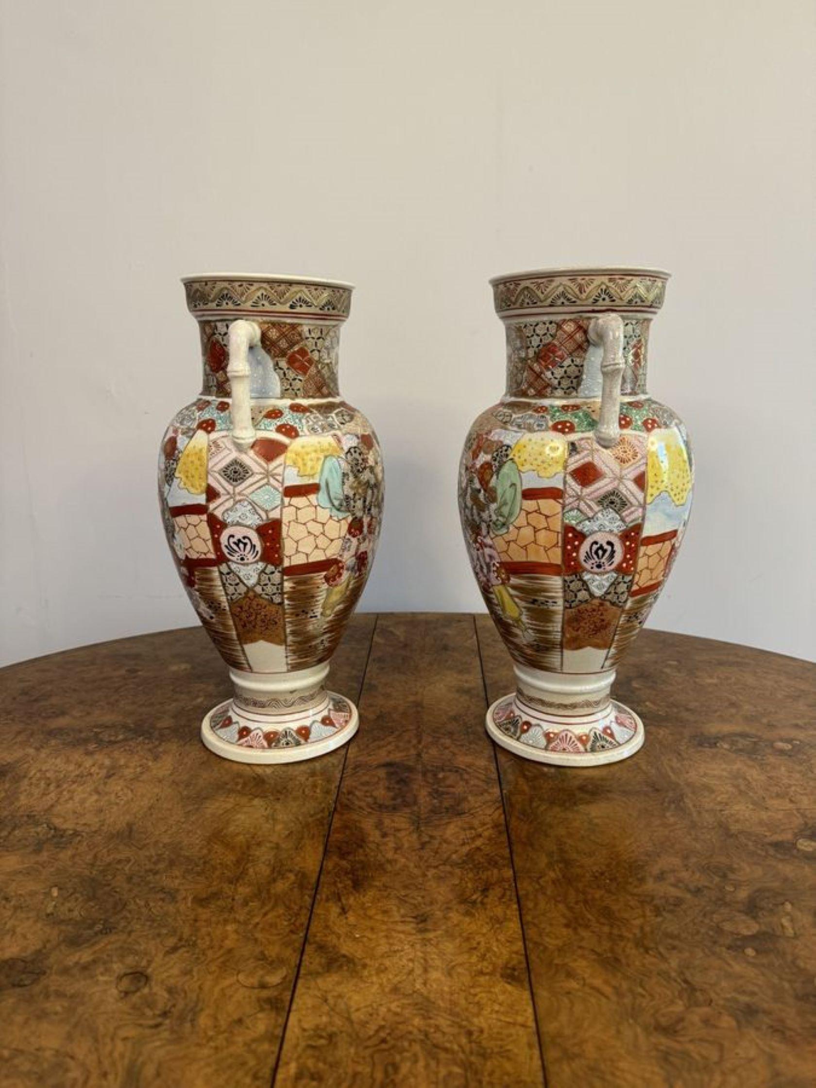 Quality pair of large antique Japanese satsuma vases  For Sale 2