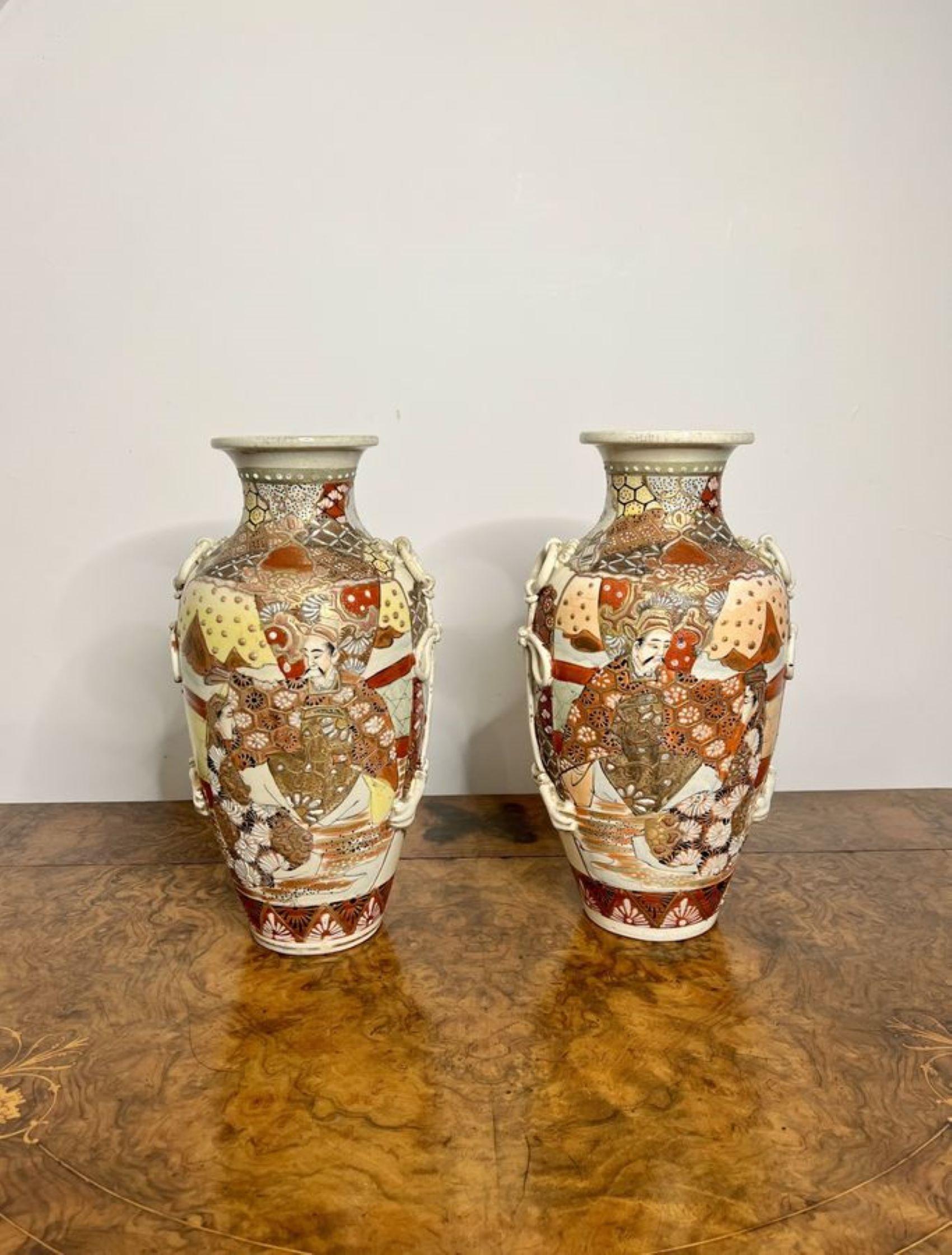 20th Century Quality pair of large antique Satsuma vases For Sale
