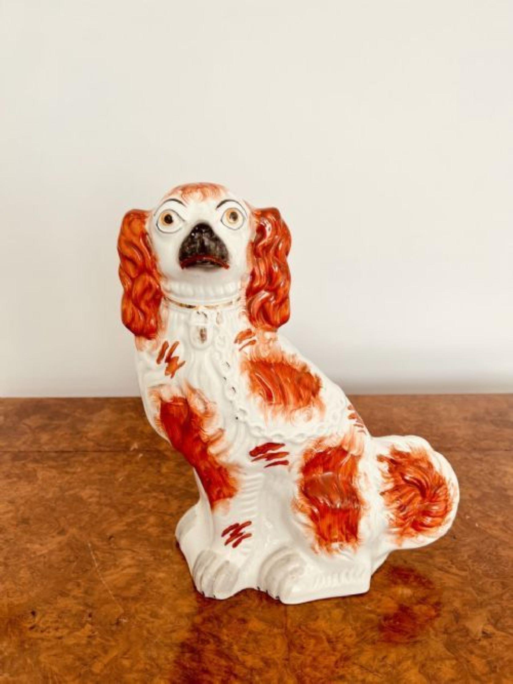 Quality Pair Of Large Antique Victorian Seated Spaniels In Good Condition For Sale In Ipswich, GB