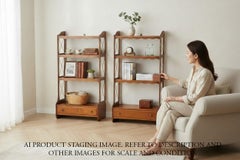 Quality Pair of Vintage Mahogany Bookcases / Display Shelves floor or wall mount