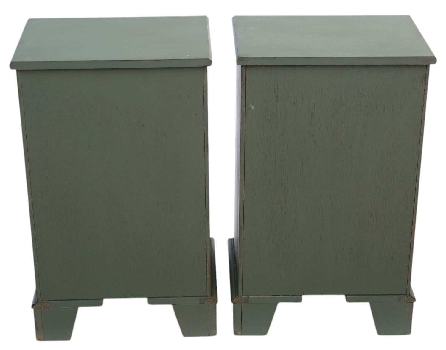 Quality Pair of Vintage Upcycled Olive Painted Bedside Tables / Chests For Sale 2