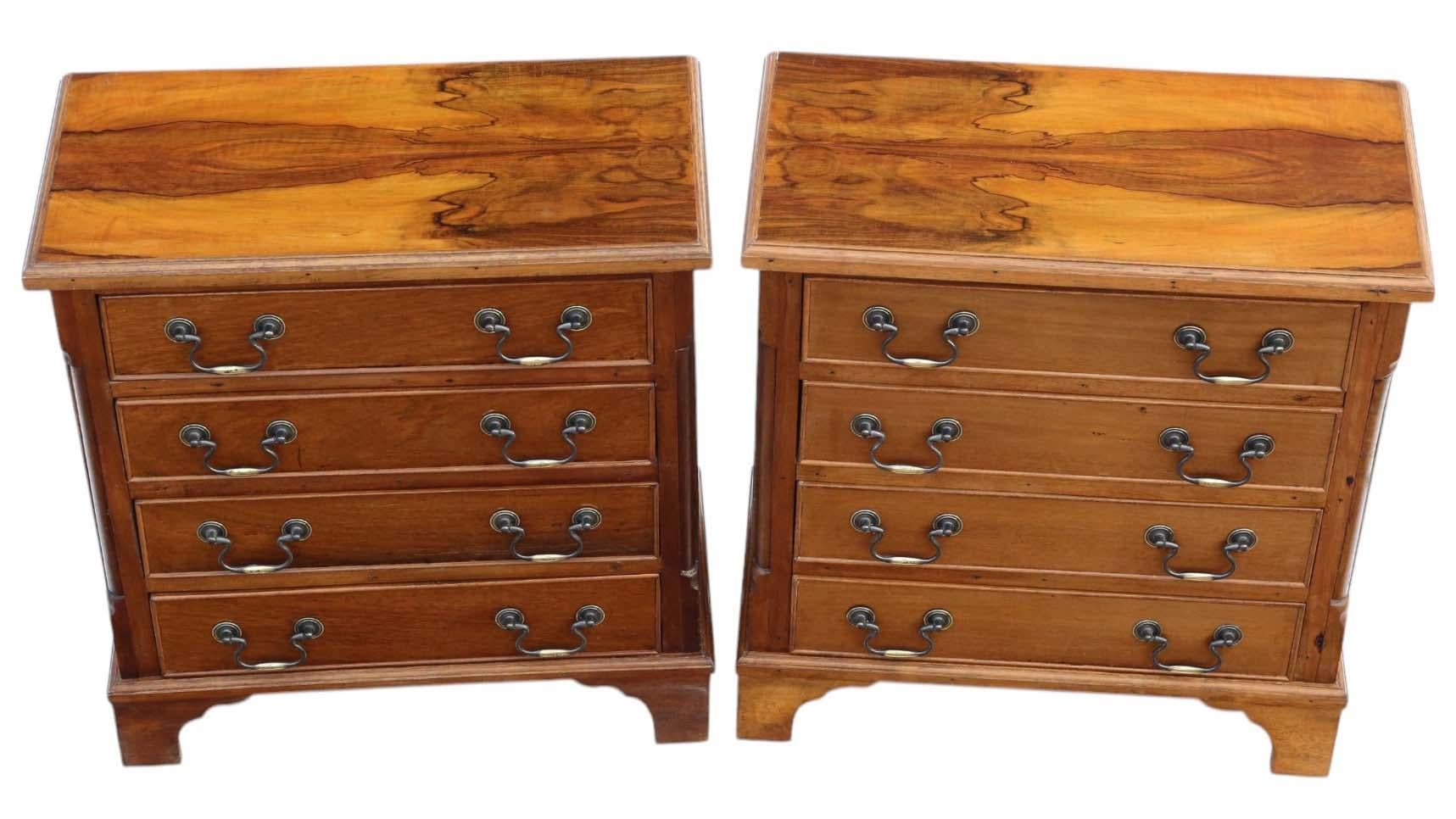 Late 20th Century Quality Pair of Vintage Walnut Bedside Tables / Chests