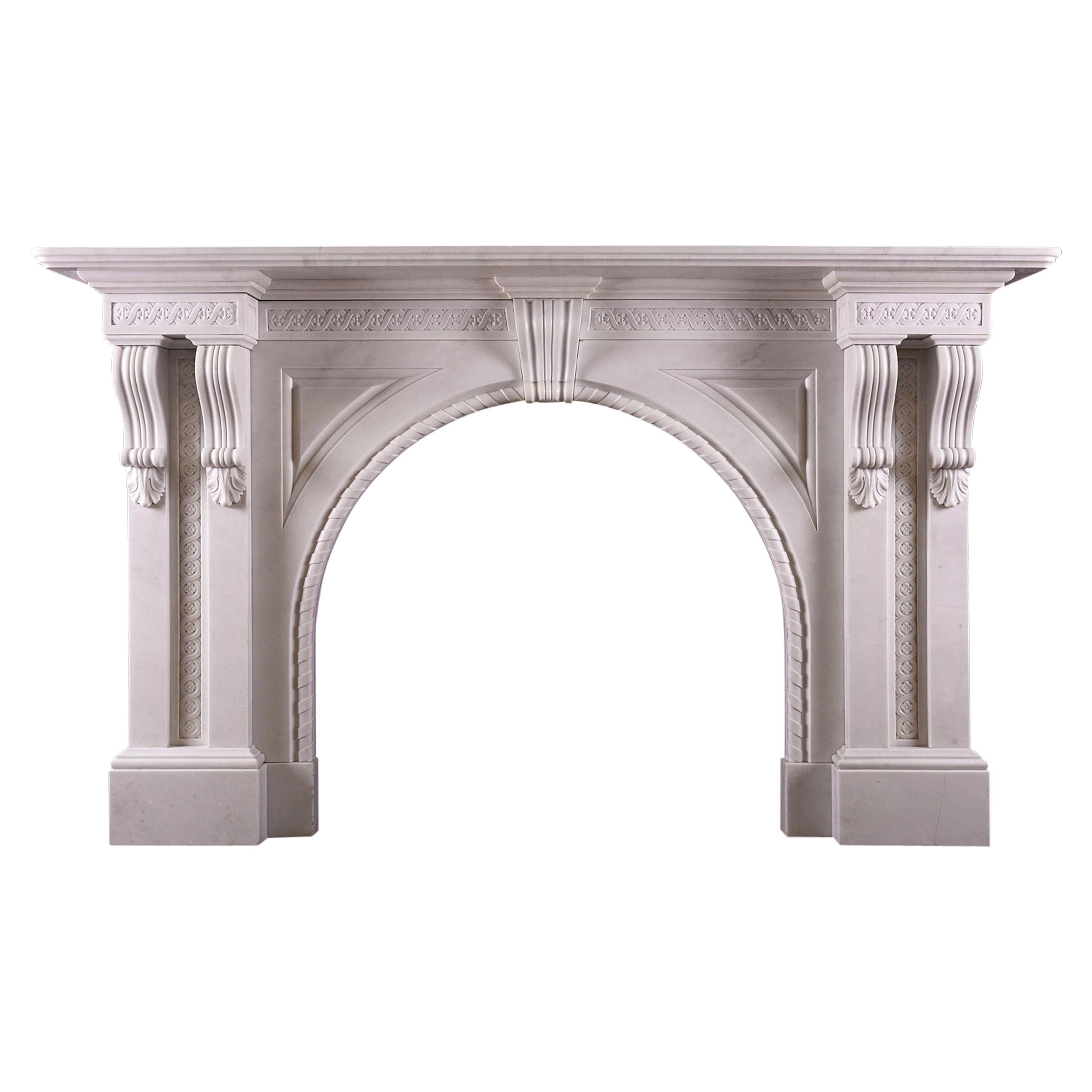 Quality Period Victorian Fireplace in Italian Statuary Marble For Sale