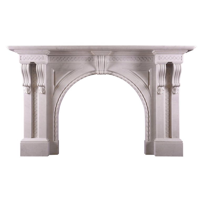 Victorian fireplace in Italian statuary marble, mid-19th century, offered by Thornhill Galleries