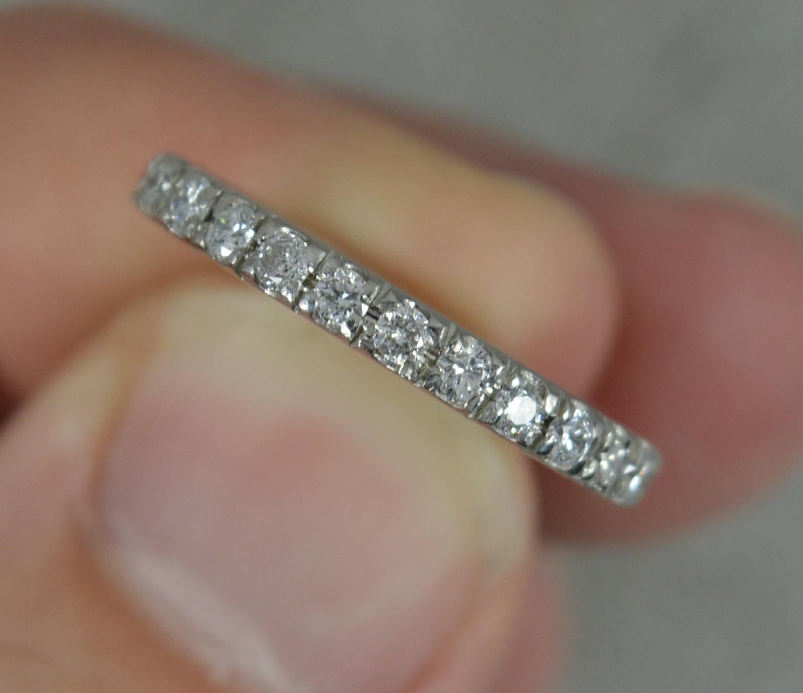 Quality Platinum and 0.50ct Diamond 3/4 Eternity Stack Band Ring 1