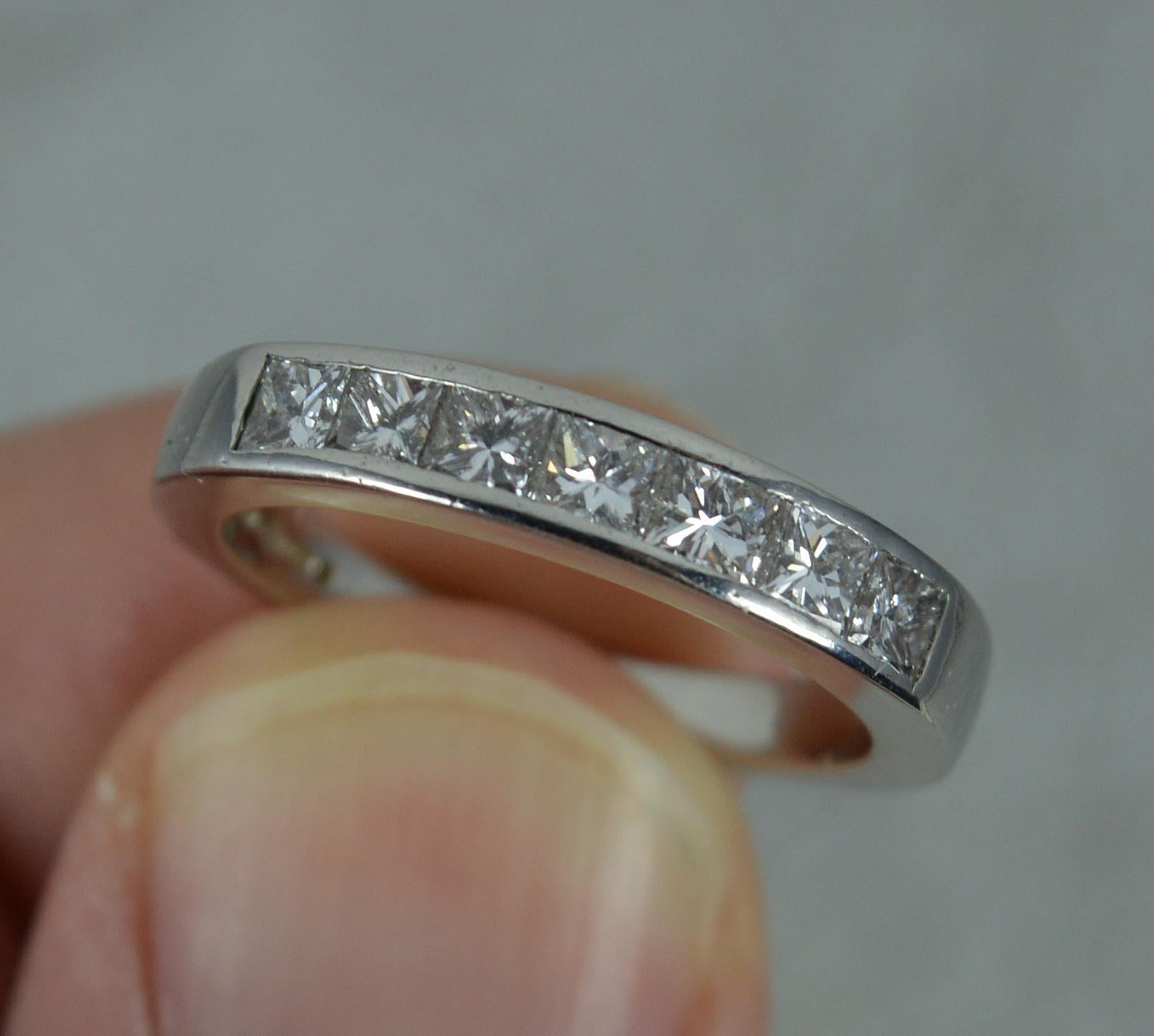 Quality Platinum and 0.85ct Vs Diamond Half Eternity Stack Band Ring In Excellent Condition In St Helens, GB