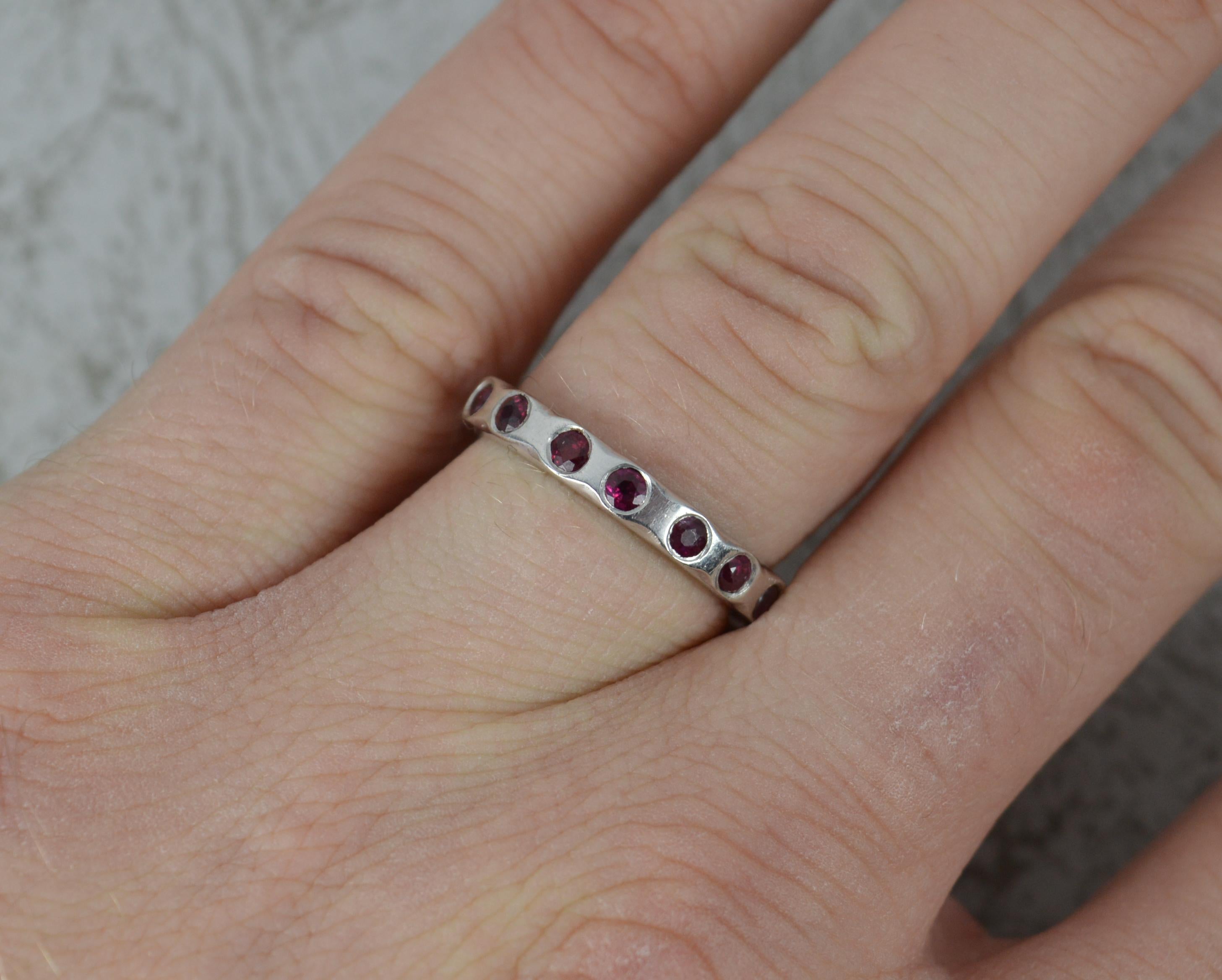 Contemporary Quality Platinum and Ruby Full Eternity Stack Ring