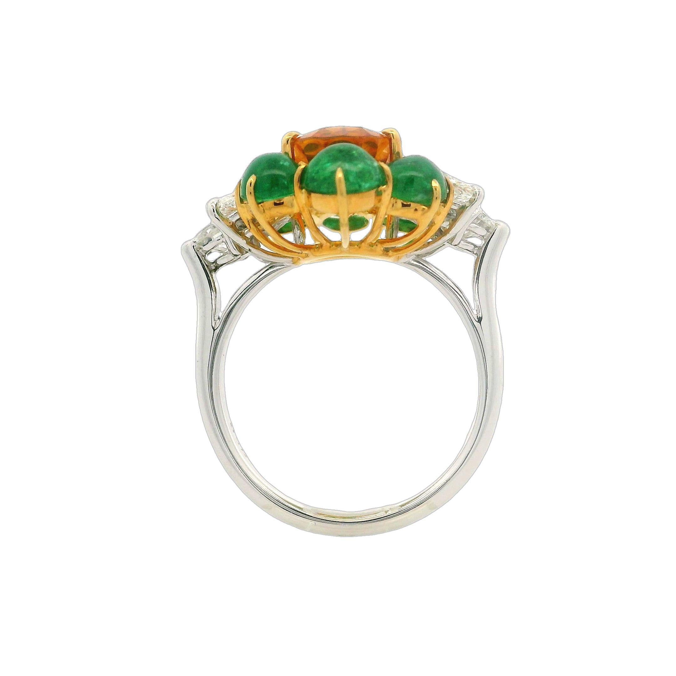 Platin Gold GIA 7,73 Karatw Vivid Orange Saphir Smaragd Diamantring in Qualität Platin im Angebot 4