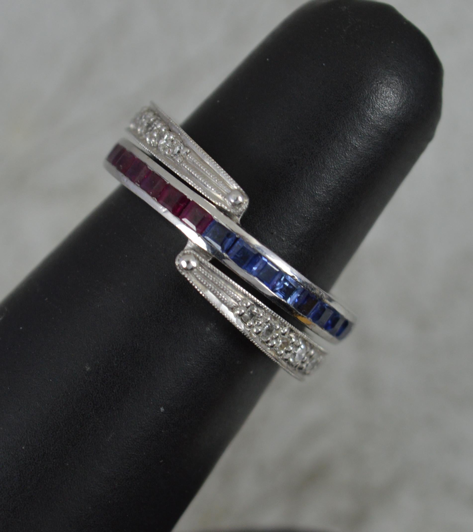 Quality Platinum Ruby Sapphire Diamond Full Eternity Day and Night Eternity Ring For Sale 3
