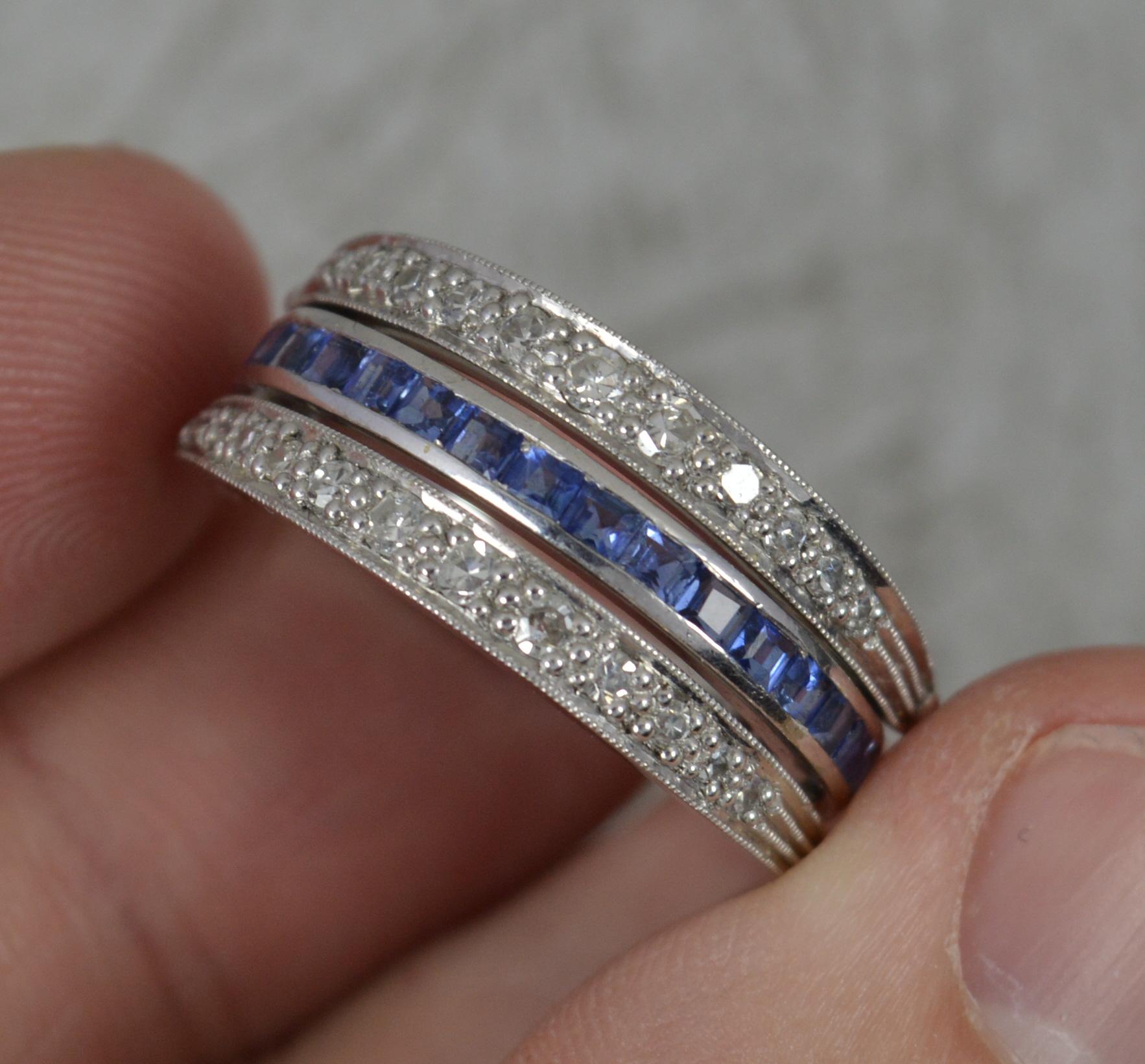 Quality Platinum Ruby Sapphire Diamond Full Eternity Day and Night Eternity Ring For Sale 4