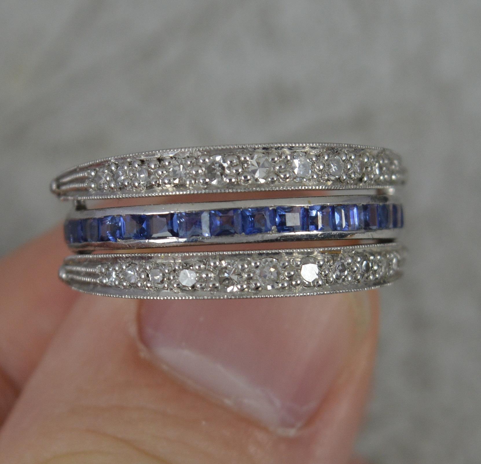 Quality Platinum Ruby Sapphire Diamond Full Eternity Day and Night Eternity Ring For Sale 5