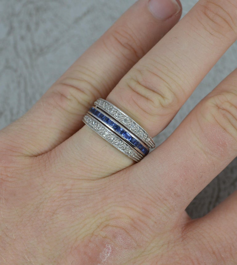 Quality Platinum Ruby Sapphire Diamond Full Eternity Day and Night