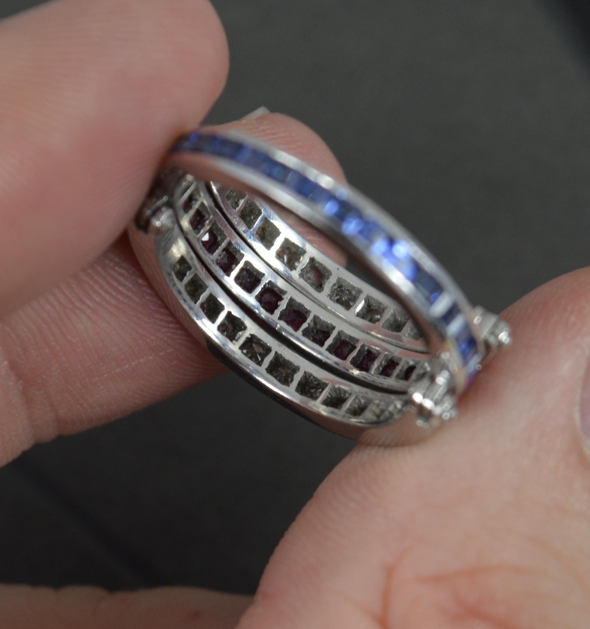 Eternity-Ring in Qualität Platin Rubin Saphir Diamant Voll Eternity Tag und Nacht Damen im Angebot