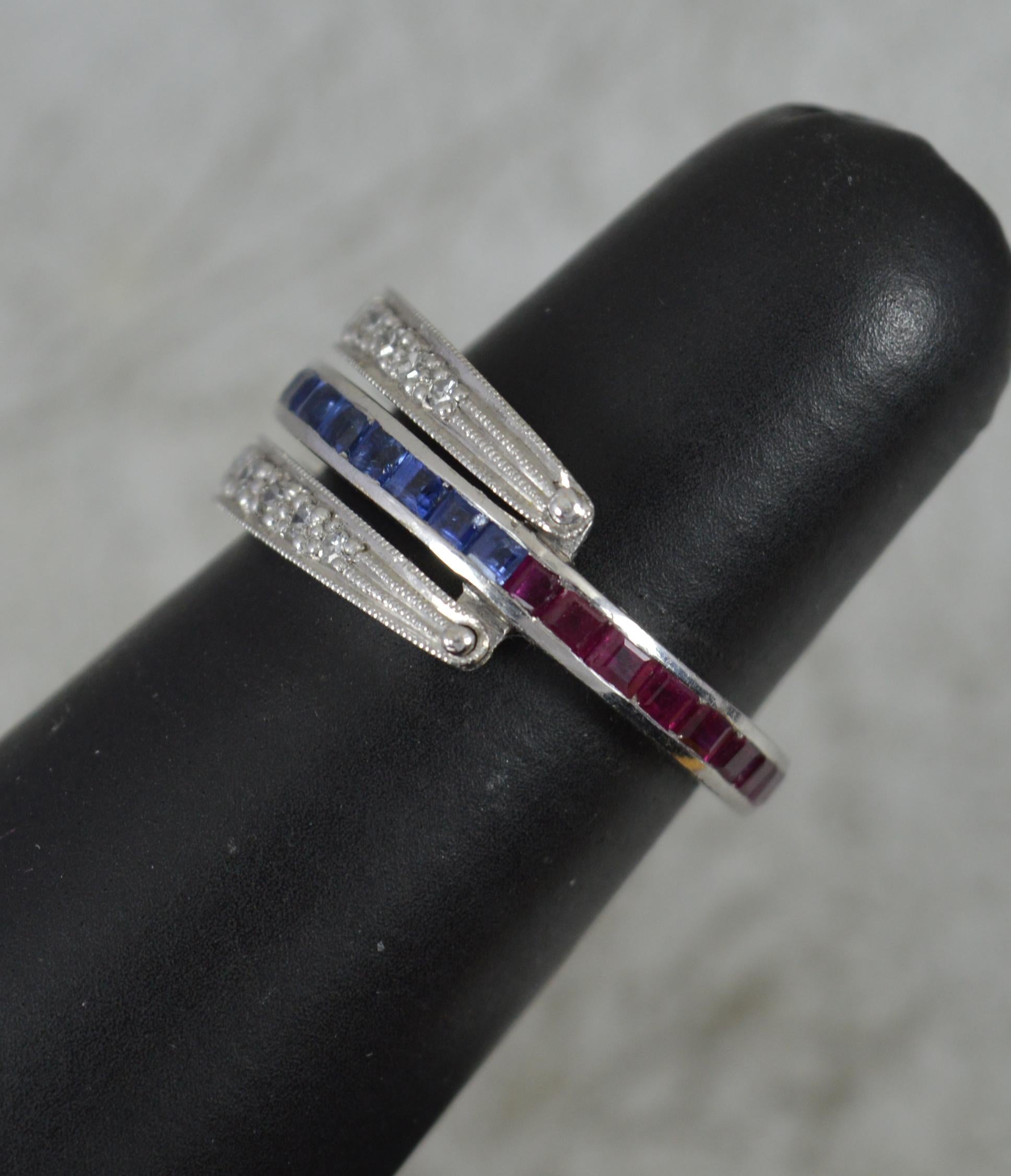 Quality Platinum Ruby Sapphire Diamond Full Eternity Day and Night Eternity Ring For Sale 1