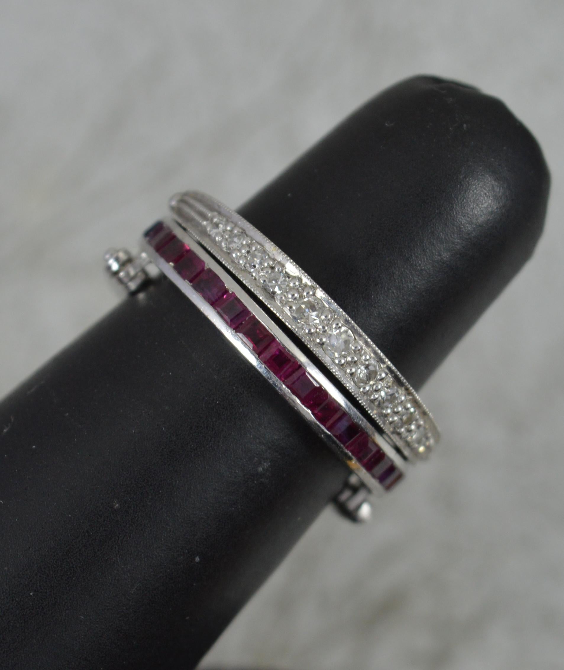 Quality Platinum Ruby Sapphire Diamond Full Eternity Day and Night Eternity Ring For Sale 2
